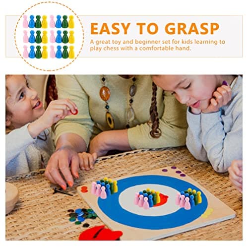 Toddmomy 32 Pièces Pièces De Jeu De Société Pièces D'échecs De Pion en Bois Multicolores Composants Marquages ​​De Table pour Jeux De Société Pièces De Table De Pion Assorties Pièces De