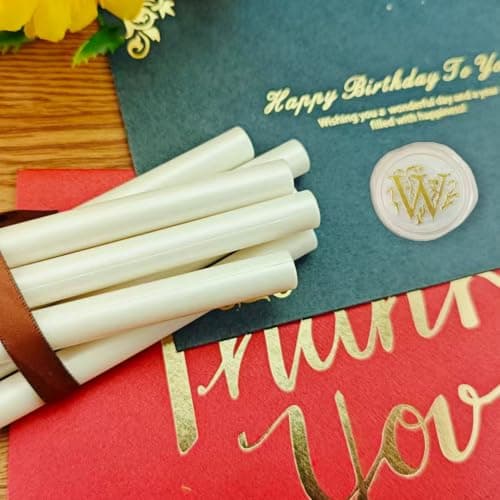 Bâtons de cire, Ioggtser 26 pièces bâtons de cire pour pistolet à colle pour tampon de cire, bâtons de cire pour pistolet à colle, pour invitations (Pearl White)