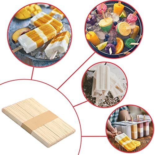 Lot de 150 bâtons en bois, glace en bois coloré sur la tige, 114 x 10 x 2 mm, matériaux de jeu créatifs faits à la main pour les enfants, adaptés à la fabrication de glace, artisanat créatif.