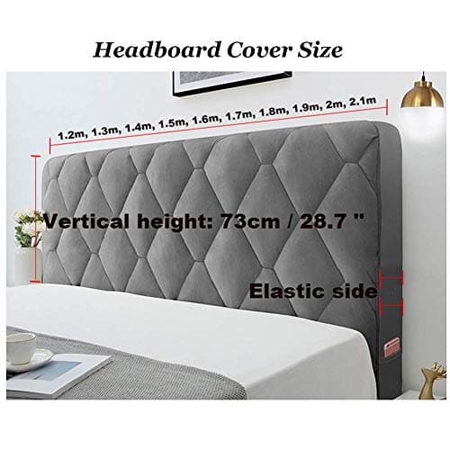 Smingm Housse de Tête de Lit, Couverture de Tête de Lit Protecteur Housse Décorative Chambre à Coucher épaissi Pack Souple Anti-poussière Couvertur Stretch Housse,Gris,160cm(63inch)