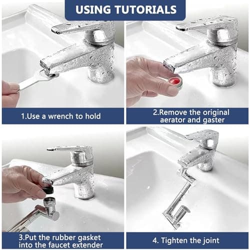 Hisdricus Rotatif à 1440° rallonge extension robinet,rallonge robinet cuisine,rallonge pivotante et rétractable pour robinet d'eau, 2 modes, pour salle de bain et cuisine