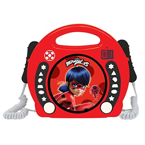 Lexibook Miraculous Ladybug Lecteur CD, Fonction de programmation, Prise écouteurs, Pour enfant,secteur ou Piles, Rouge/Noir, RCDK100MI
