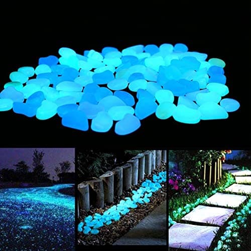 DAZZLEEX Lot de 50 galets phosphorescents pour aquarium Bleu