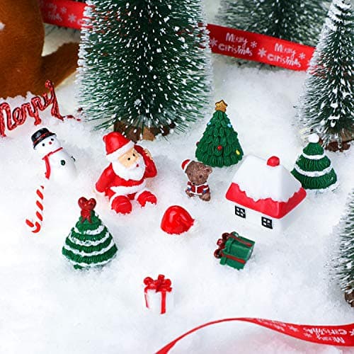 BBTO 43 Pièces Ornements Miniatures de Noël Mini Ornements de Sapin de Noël Bonhomme de Neige Clochette Ours Cabane Château Flocon de Neige pour Les Décorations de Fête de Noël