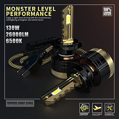 D-Lumina Ampoule H7 LED Voiture Anti Erreur Canbus, 130W 26000LM - Chip CPS 6500K 500% Génial,Ampoules Auto de Rechange pour Lampes Halogènes et Kit Xenon,2 pièces
