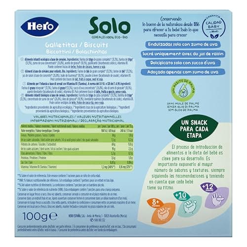 Hero Solo BIO - Snack Biscuits Animaux - pour Bébés Des 12 Mois - 100% BIO et Naturels, Sans Huile de Palme - Lot de 5 X 100 g