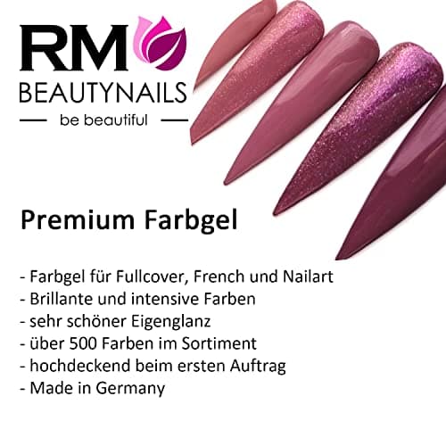 RM Beautynails Gel à ongles durcissable sous lampe UV, couleur métallique, nombreuses couleurs au choix, 5 ml, pas de sédimentation des pigments, très grand pouvoir couvrant