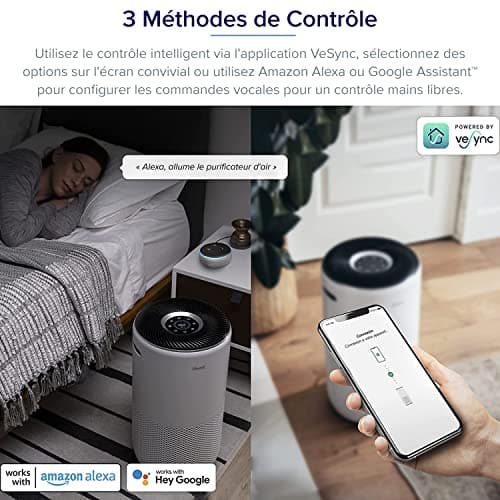 LEVOIT Purificateur d'Air avec Senor, Air Purifier avec HEPA jusqu'à 83m2 CADR 400m3/h, Intelligent Compatible avec Alexa, Mode Auto, Affichage PM2.5, Élimine 99,97% de Particules Core 400S