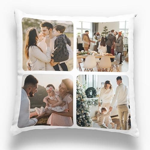 Coussin Personnalisé, Concevez Votre Propre Oreiller Photo, Impression Recto Verso, Oreiller De Couchage Amovible Et Lavable, Adapté Aux Cadeaux Créatifs Maison/Hôtel/Vacances (4 Photo, 50 x 50 cm)