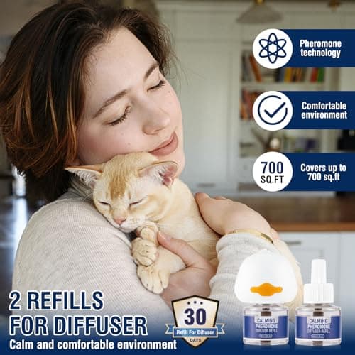 Pheromones Chat Feromone 3 in 1 pour Diffuseur Pheromone PhéRomones Anti Stress Prise Calmant Apaisant Apaiser Chats Conflit FéLines Relaxantes Calmantes Insipide (1 Prise + 2 Recharges)