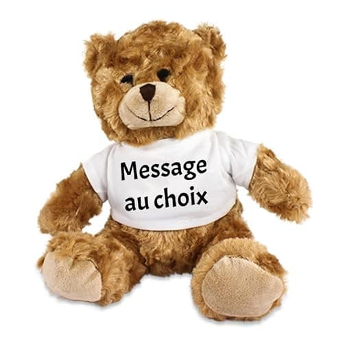 Ourson en peluche personnalisable – Ajoutez votre message | Cadeau original pour Fête des Mères, Fête des Pères, Noël, Anniversaire | 20 cm (Message au choix)