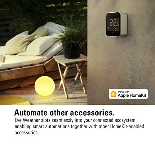 Eve Weather (Apple Home) - Station météo connectée pour le suivi de la température, du taux d’humidité et de la pression atmosphérique, tendance météo, IPX4, Bluetooth, Thread