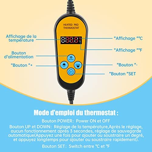 WADEO Tapis Chauffant pour Semis, Tapis Adjustable Chauffage avec Contrôleur de Thermostat 5-45°C (41-113°F), Durable, étanche, Tapis Chauffant pour Plantes, Reptile, Amphibien, 25 x 52cm