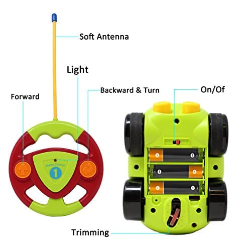 JOYIN Voiture Télécommandée RC Cartoon Jouets avec Musique et Lumières Cadeau pour 2 Ans Enfants