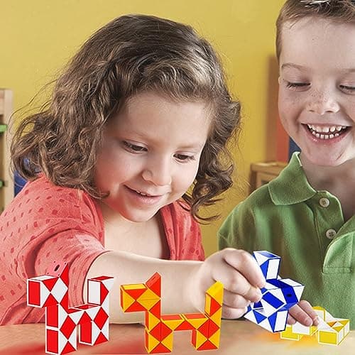 Nutabevr 12 Pièces avec 24 Blocs Serpent Magique Snake Puzzle,Twist Puzzle,Cadeau invité Anniversaire pour Enfant,Casse Tete Enfant, Mini Magic Snake Cube, pour Enfants et Adultes
