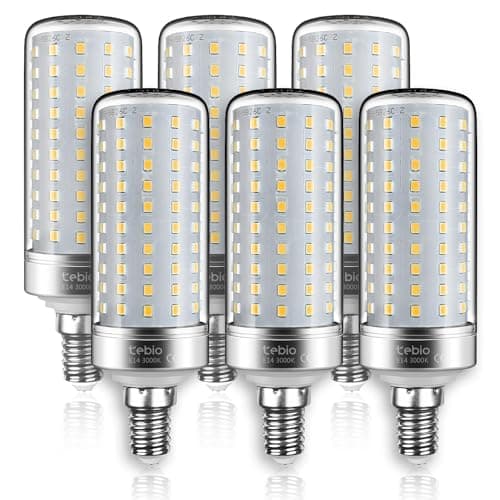 tebio Ampoules LED E14 Blanc Chaud 3000K 25W 2500LM Candélabre ampoules 200W équivalent, Argent Maïs Ampoules LED Lustre décoratifs, Non dimmable, Lot de 6