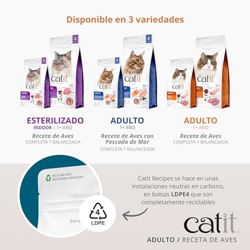 Catit Recettes Croquettes pour Chats, à la Volaille, pour Chats Adultes, Aliment Complet, 400 g, Aide à Prévenir la Formation de Touffes de Poils