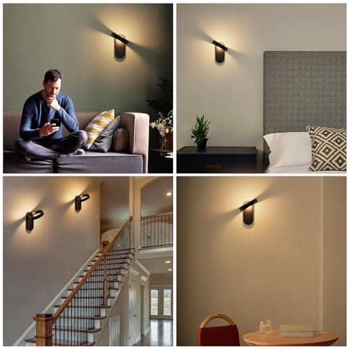 Klighten LED Applique murale Interieur, 3000K/4000K Lampe Murale, Luminaires intérieur 330° Orientable, avec interrupteur, pour Chambre Salon Escalier, Lumière Chaude/Naturelle, Noir, Aluminium, 5W