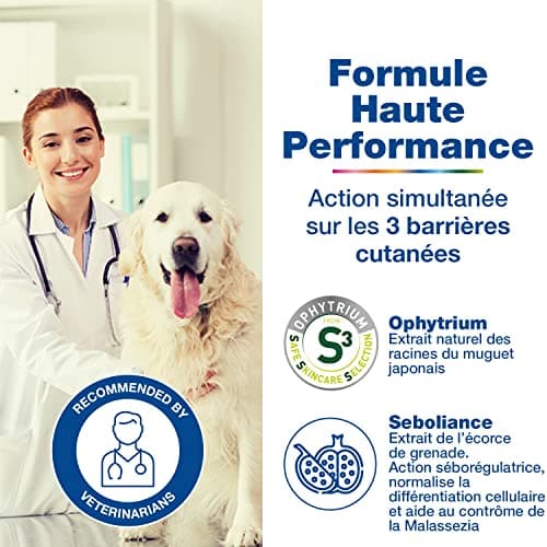 DOUXO S3 SEB Mousse Soin Anti-Odeur et séborégulateur sans rinçage, pour Chiens et Chats avec des pellicules, Poils Gras et Mauvaises odeurs, 150ml
