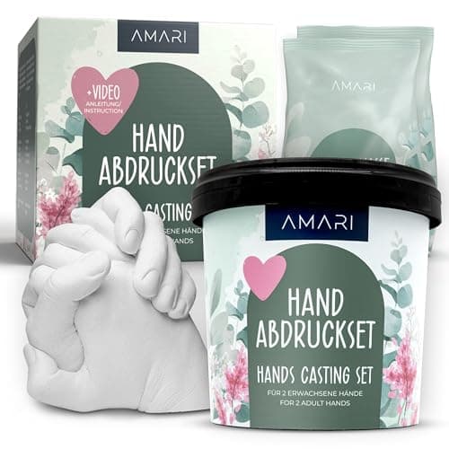 AMARI® Kit d'empreintes de main 3D pour couples et la famille - Kit d'empreintes de plâtre mains - Pour plâtre main - Cadeau