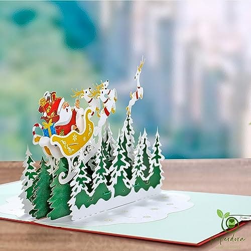 paperdora® Carte Pop-Up 3D „Noël“ avec Enveloppe et Cachet de Cire - Carte de Vœux Carte Cadeau Bon Cadeau