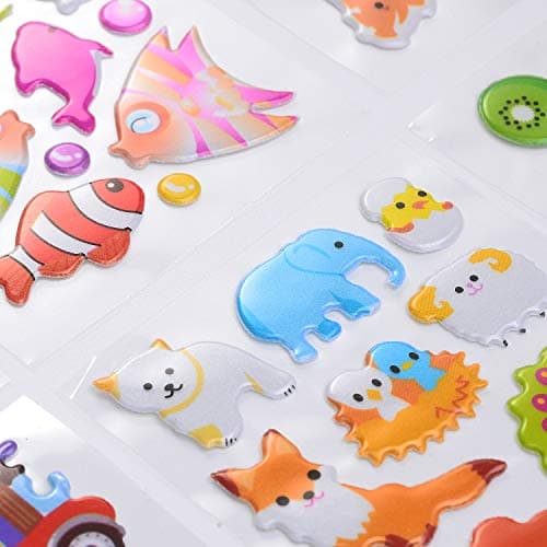Stickers Enfant 1200+, Gommettes Enfants 2 Ans 3 Ans 4 Ans, 40 Feuilles 3D Gommettes Autocollants Enfant pour Récompenser Scrapbooking, y Compris Voiture, Chiffre, Animaux, Dino, Fruit, Poisson, etc