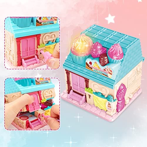 deAO Maison de poupées,Maison Miniature,Monde de la Boulangerie,Mini Maison de poupée à emporter,Convient aux Enfants de 3 Ans et Plus,Cadeau d'anniversaire de Noël