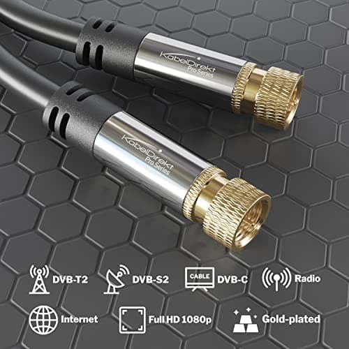 KabelDirekt – Câble Satellite & Antenne TV, Coaxial – 0,5m – Câble Sat 4K avec connecteurs F en métal – Disponible en 0,5-30m (pour radio/TV, DVB-T, DVB-C, DVB-S/DVB-S2, internet, noir)