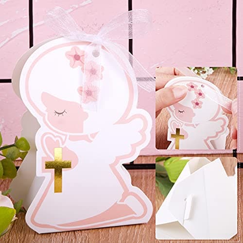 50PCS Boîte Baptême Fille Bonbonnières en Forme Ange pour Baptême Naissance Fête Anniversaire