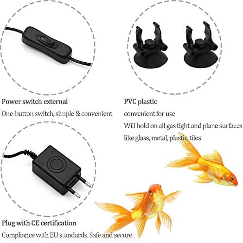 BPS Lampe LED à clip étanche et submersible pour aquarium pour éclairage de plantes Blanc/bleu 1w 20cm