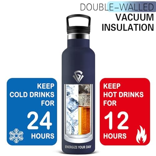 Grsta Gourde Isotherme, Gourde Sport 1000ml, Bouteille Isotherme sans BPA, Gourde Metal, Gourde INOX Reutilisable, Gourde avec Paille pour Gym, Voyage, Bureau