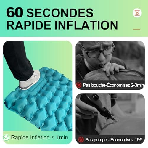 iParaAiluRy Matelas de Camping Autogonflant - Ultraléger de Matelas Gonflable avec Pompe à Pied, Portable Tapis de Matelas Pneumatique pour Plage, Voyage, la Randonnée