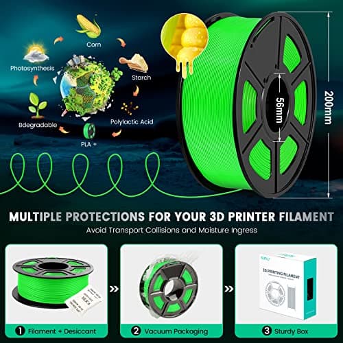 SUNLU PLA Plus Filament pour imprimante 3D, Filament PLA+ 1,75 mm, résistance améliorée, compatible avec les imprimantes 3D FDM, précision dimensionnelle +/- 0,02mm, bobine de 1kg (2,2 LBS), Blanc