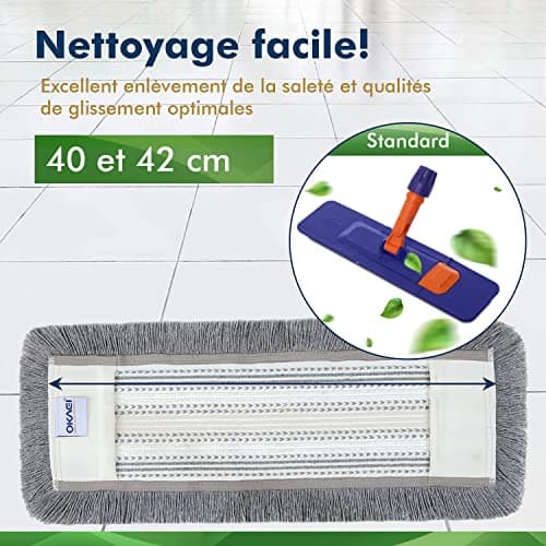 Okaei Housse de serpillère 1 Piece (40 CM) - Housse de serpillère pour hôpitaux et établissements de Soins - Housse de serpillère à Glissement Optimal pour Un Travail Ergonomique - Gris