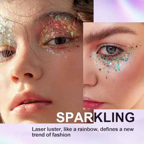 Miioto Glitter Fix Gel, 10ml Gel à Paillettes, Gel Paillettes Visage, Adhésif Cosmétique Paillettes avec Applicateur pour le Visage et le Corps, 2 Pièces