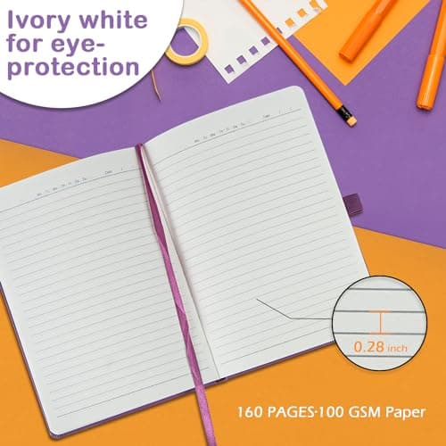 ONAVIA Lot de 8 Carnet de Notes, Carnet A5 Ligné Classique à Couverture Rigide,160 Pages, 100gsm, Carnets de Notes Avec Pochette Pliante Pour le Bureau École Maison Écriture&Notes, 21 x 14cm