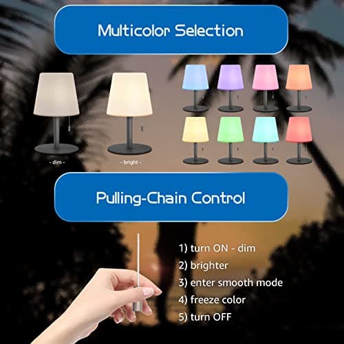 MALUX Lampe de Table sans fil 8 couleurs Blanc chaud Dimmable Lampe Table exterieur Rechargeable IP54 étanche Décoration idéale pour votre maison et votre jardin Table à manger (Gris)