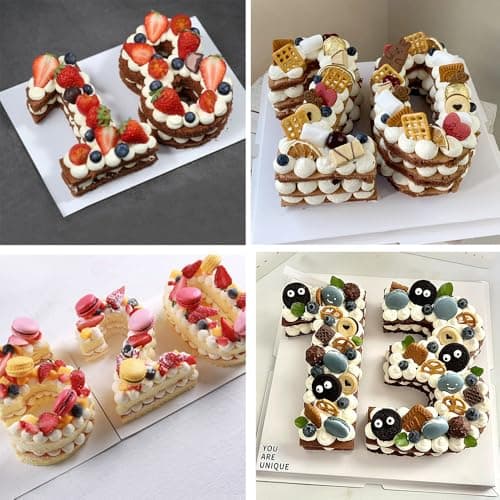 MytaYt 2 Pièces 40 ÉPAISSI Nombre de Silicone Moule à Gâteau 25cm Moules à Gâteau Numéro 10 Pouces Pour Anniversaire Grise