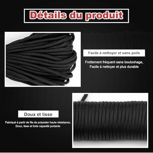 98ft/30 Mètres Nylon 4mm Paracorde kit 7 Brins en Nylon Corde Corde Multifonction pour Parachute Bracelet Set de Bracelet Paracord Cordelettes DIY Bracelet (ferreux, 4mm x 30m)