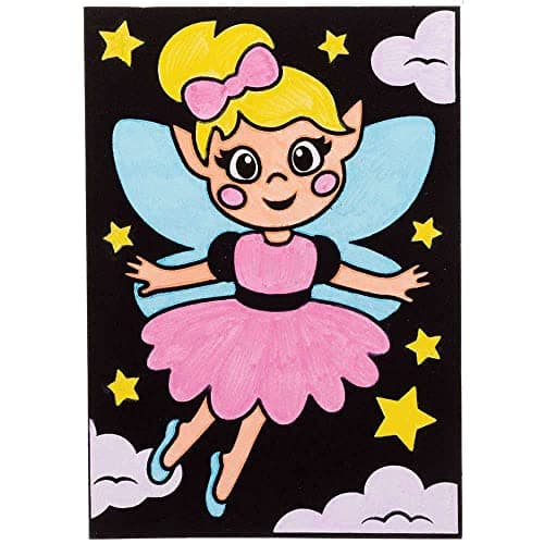 Baker Ross Coloriage en Velours motif Fées - Lot de 10, Activites Manuelles pour les Enfants (FC693)