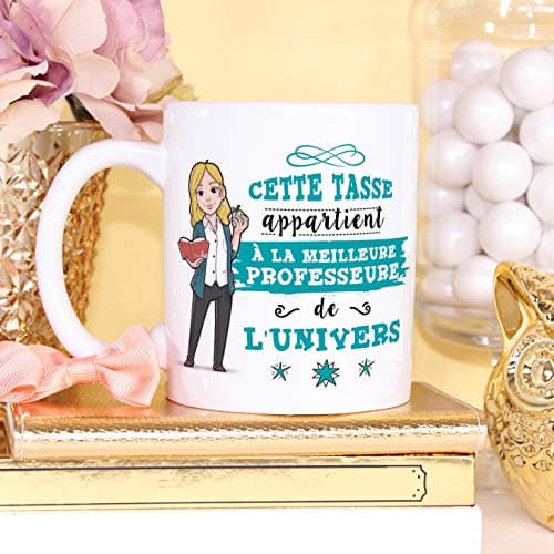 Mugffins Professeure Tasses Originales de café et Petit-déjeuner à Donner Travailleurs Professionnels - Cette Tasse Appartient à la Meilleure Professeure de l'univers - Céramique 350 ML