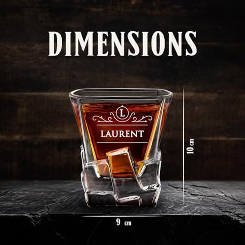 Maverton Verre à Whisky avec Gravure - Cadeau Homme - Cadeau personnalisé pour homme - Verre a Whisky Élégant pour Lui - Cadeau Noel - au Design Unique - Classique