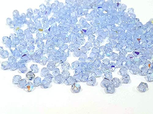 Preciosa – Lot de 40 perles de verre en cristal de Bohème de 4 mm – À facettes biseautées à double cône – Choix de couleurs, Cristal, Aquamarine AB, 4x4 mm