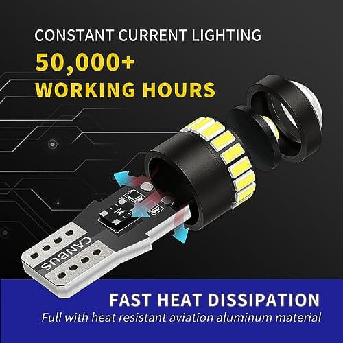 YOUNLEN 4Pieces Ampoule LED W5W T10 194 6500K(Blanc),Ampoule T10 LED,Canbus Sans Erreur,12V 1.5W,18SMD 3014|1SMD 3030 Puces,éClairage IntéRieur De Voiture,Plafonnier,Conception Blanc Non Polaire