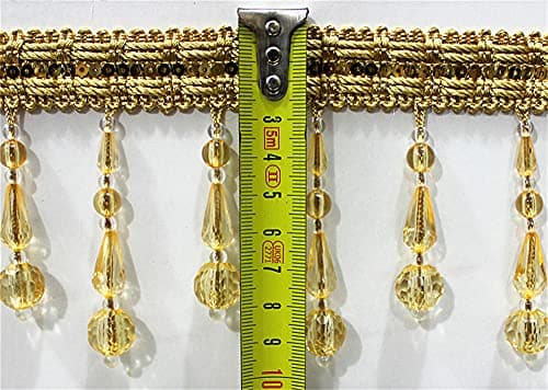 GIVBRO Galon de perles à franges - Ruban jacquard à coudre pour rideaux, nappes, mariage - 0,9 m
