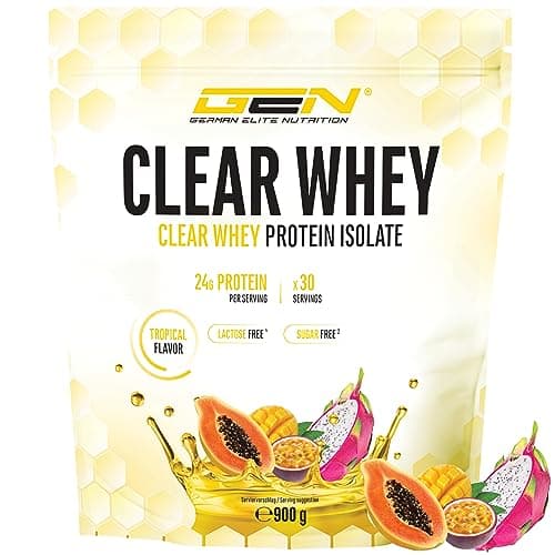 Clear Whey Isolate Protein Shake - Shake protéiné fruité & rafraîchissant - Isolat de protéines de lactosérum de haute qualité (900g, Tropical)