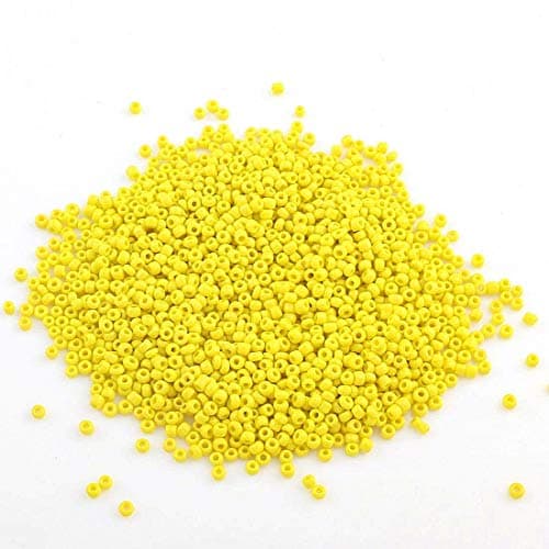 Perlin Lot de 30 000 perles de rocaille en verre opaque jaune 2 mm 450 g 11/0 pour textile - Mini perles pour loisirs créatifs