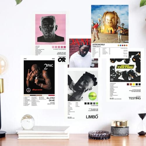 OZXVXZO 6 Pcs Affiches Esthétiques Chanteurs, Affiche Musicale, Affiches de Couverture D'album, Album Cover Poster Décoration Murale pour Salon Poster de Musique, Kit Collage Mural (20x25 CM)