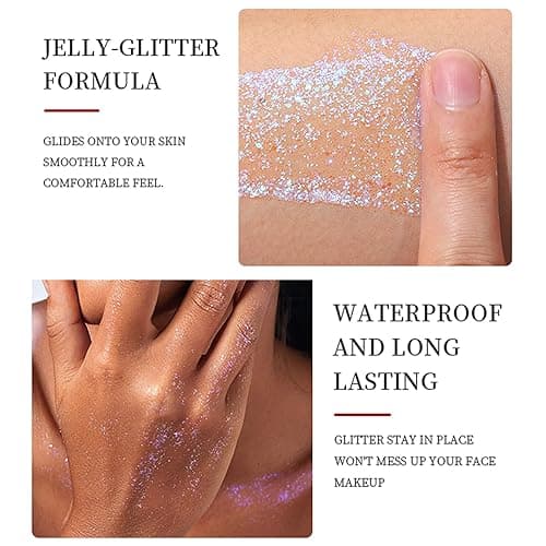 Gel Paillettes Corps,Paillette Cheveux Visage,Paillette Maquillage,Mermaid Sequins Body Glitter pour Festival Fête Noël Pâques Maquillage Décoration,36ML