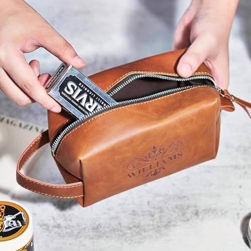 Sac de toilette en cuir personnalisé pour hommes, Kit Dopp Portable personnalisé, sac de rangement personnalisé Unique, cadeaux personnalisés pour la fête des pères cadeau de mariage pour garçons papa